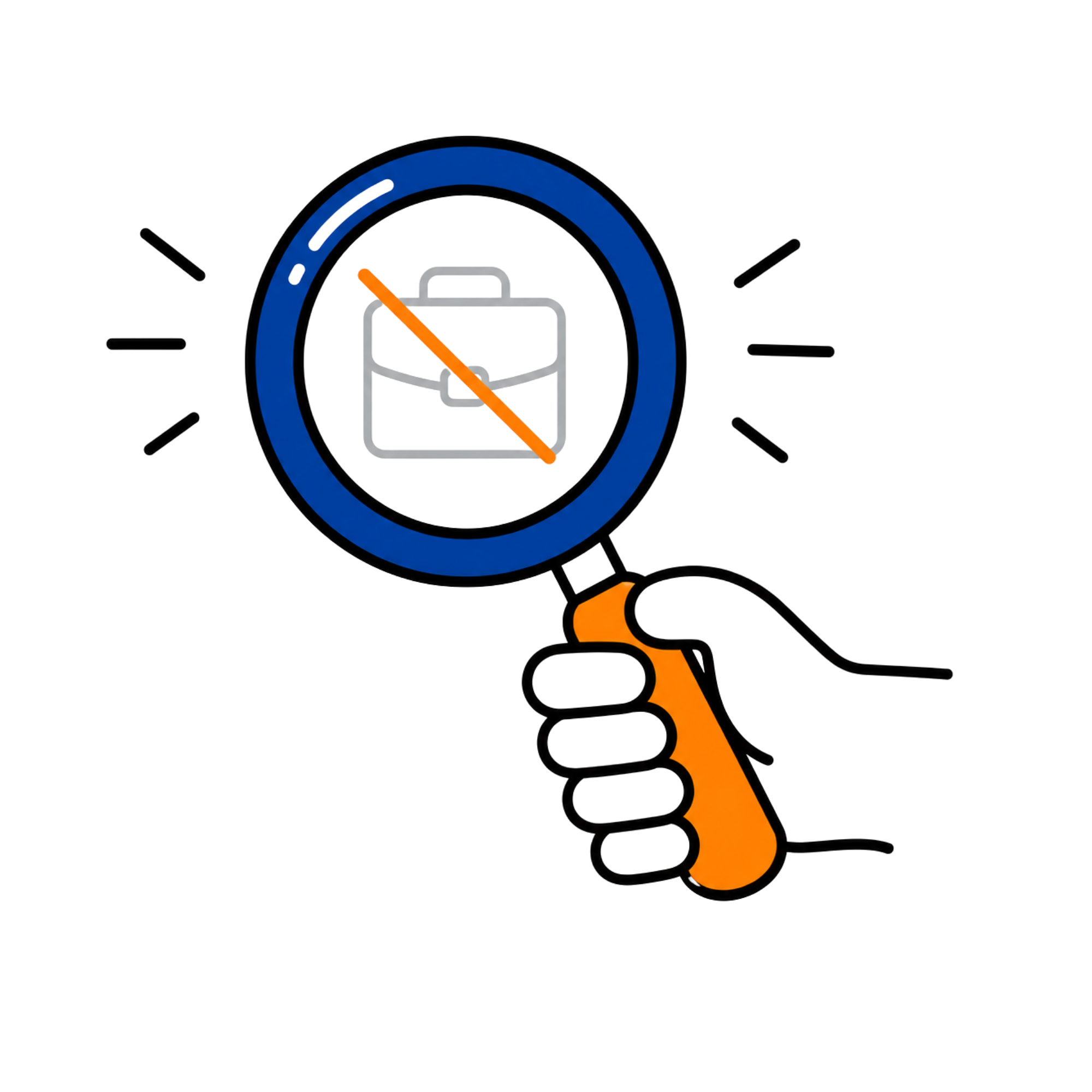 Illustration of a magnifying glass showing no job results.